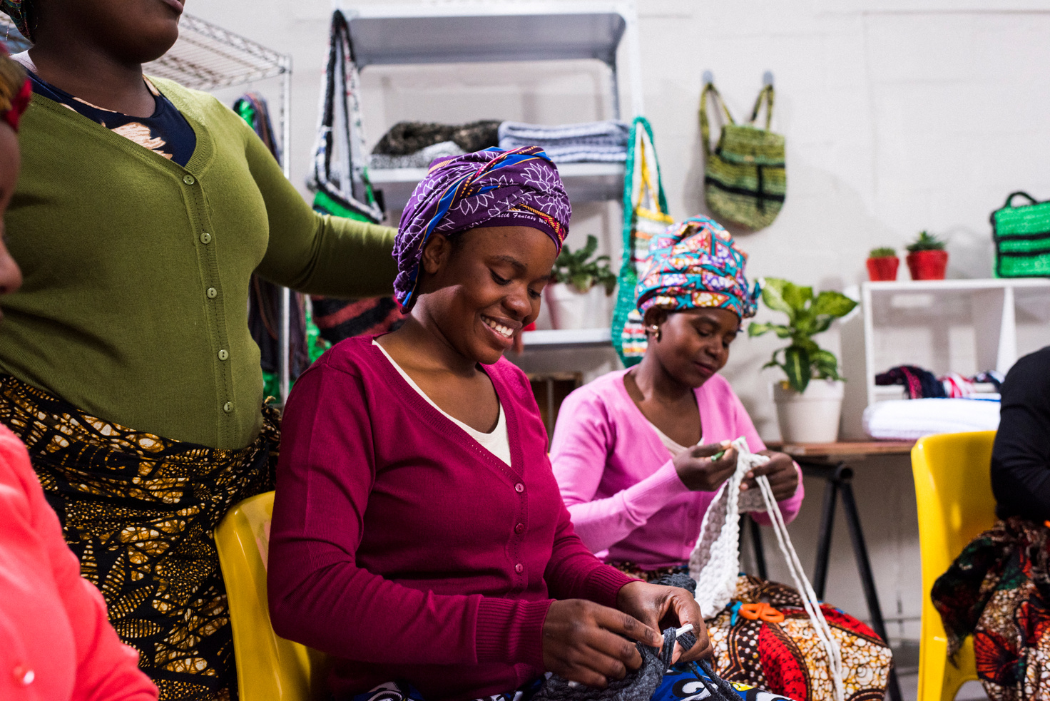 Women working and smiling. Business in Africa