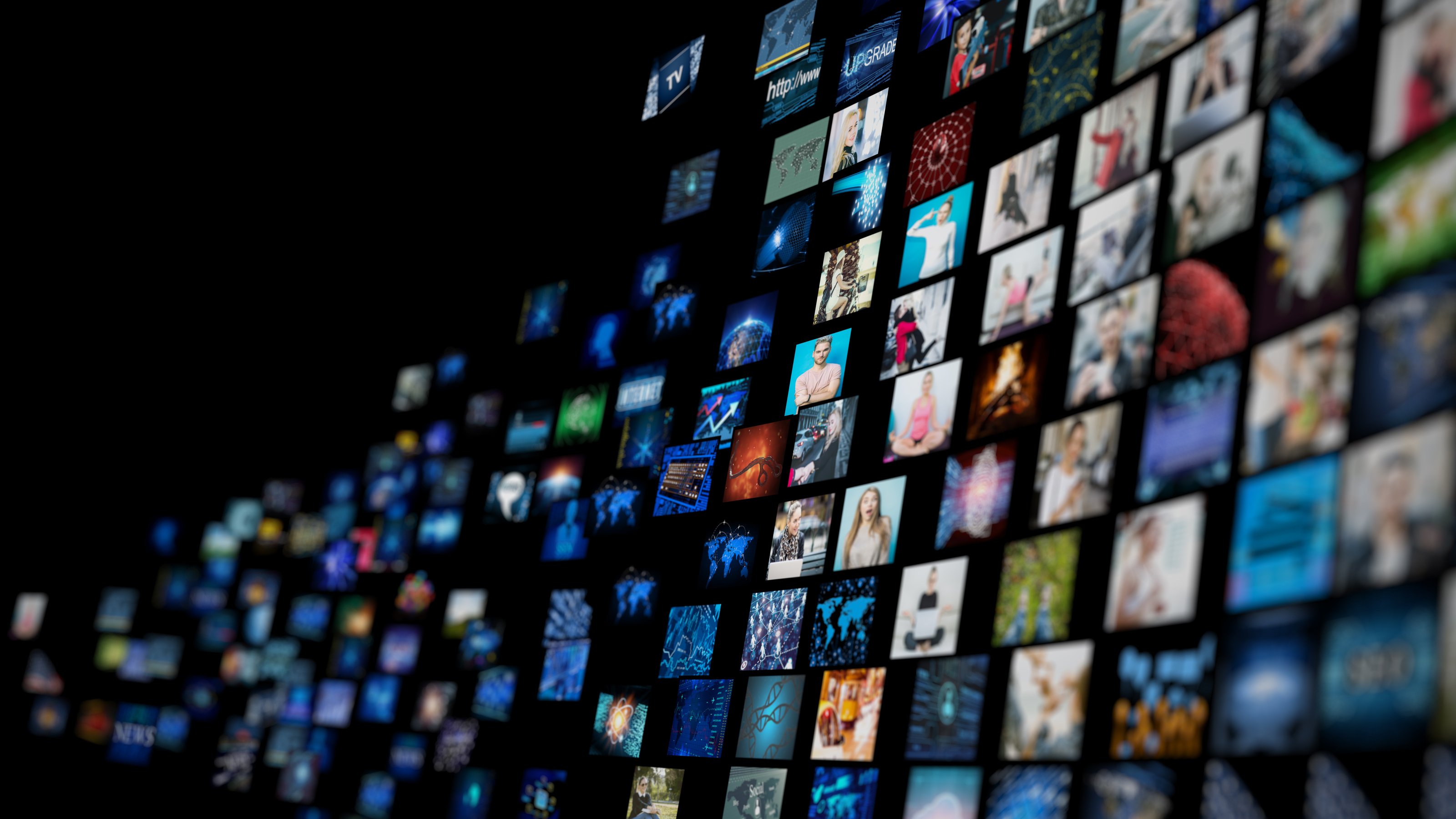 Media concept video wall with small screens